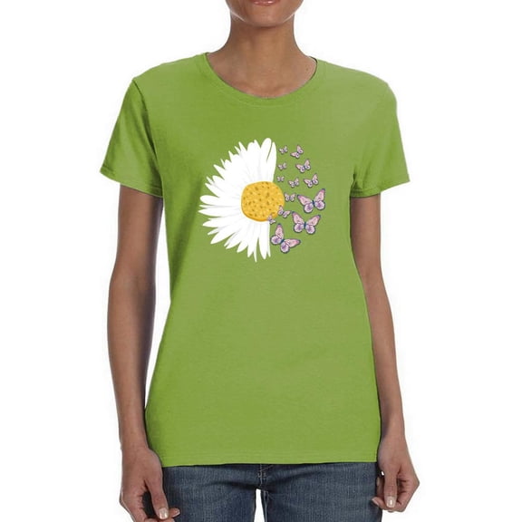 Flower And Butterflies T-Shirt Women -Smartprints Designs, Female 4X-Large