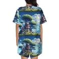 thumbnail image 6 of Fuzoiu Fantasy Treehouse Planet Scene Print Women's Short-Sleeved Pajama Set,Lounge Sleepwear Set,Womens Pajama Sets 2 Piece,Button-Up Top and Shorts with Pockets-Medium, 6 of 7
