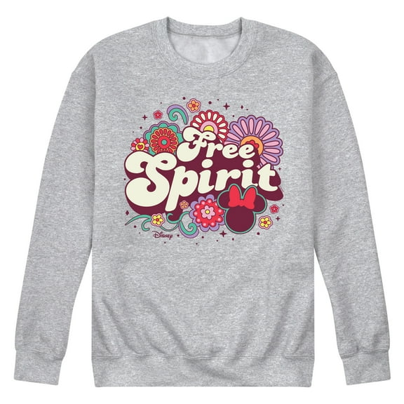 Disney - Mickey & Friends - Minnie Mouse - Free Spirit - Flowers Blooming - Men's Crew Neck Fleece Pullover