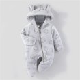 thumbnail image 4 of Newborn Baby Bear Ears Romper Soft Flannel Floral Hooded Onesie Zipper Winter Warm Infant Jumpsuit Newborn Footie Bodysuit 3-12 Months, 4 of 4