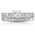 thumbnail image 3 of DiamodMuse 1.00 Cttw Princess-cut & Baguette Diamond Engagement Bridal Set Wedding Ring In 14k White Gold (H-I, I1), 3 of 3