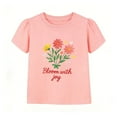 thumbnail image 6 of HILEELANG 2-7T Toddler/Little Girls 100% Cotton 3 Pack Floral Butterfly Graphic Short Sleeve T-Shirt, Size 4T, 6 of 6