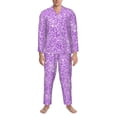 thumbnail image 3 of Sikiie Lilac Glittering Mens Pajama Set, Soft Warm Long Sleeve Sleepwear, Cozy Button-Down Pjs for Men-Medium, 3 of 7