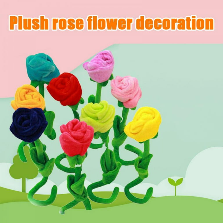 5Pcs Plush Flower Bendable Stems Colorful Stuffed Flowers Plush Toy Daisy  Rose Flower Bouquet Gift for Kids Girl Toddlers,16 Inch