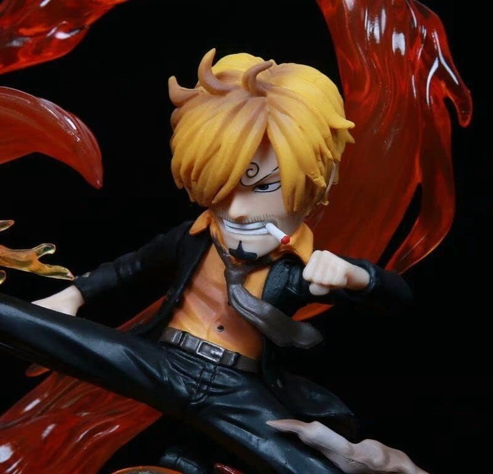 SD Figures, 22CM/8.7nch Glowing Sanji Anime Figure Statue Battle Sanji PVC Statue Figurine Anime Characters Sculpture Desktop Collections for Fans Gift