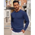 thumbnail image 2 of COOFANDY Men's Knit Polo Shirts Long Sleeve Casual Button Down Ribbed Polo Shirt Fashion Golf Shirts, 2 of 5