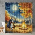 thumbnail image 2 of Hello Fall Bernese Mountain Dog Enjoys Warm Campfire Autumn Night Bright Moon Shower Curtain Berner Lover Gifts Waterproof Bathroom Bathtub Curtain - 01008, 2 of 5