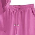 thumbnail image 7 of Joernso Cotton Linen 2 Piece Outfits for Women Short Sleeve V-Neck Top Wide Leg Shorts Set Summer Casual Loose Lounge Set, 7 of 7