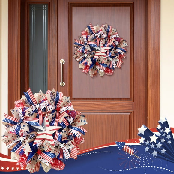 Wzzjkit Door Wreath, Independence Day Wreath Home Decor Simulation Plant Wreath, Wreaths for Front Door