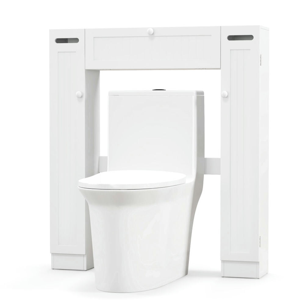 Finihen Toilet Storage Cabinet, Bathroom Cabinet Organizer, Over The Toilet Bathroom Cabinet with Adjustable Shelves and Paper Holder, for Bathroom, White