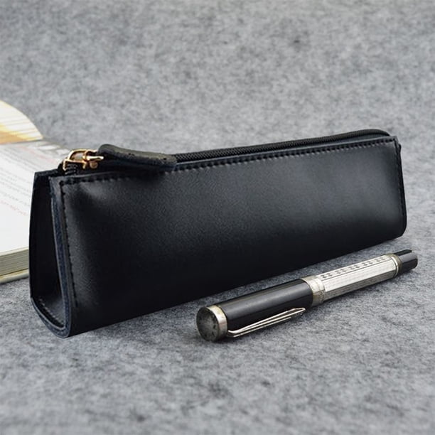 Estuche de cuero para lápices ZJT250119231 | Estuche de papelería de cuero sintético de gran capacidad | Organizador duradero con cremallera para profesores, estudiantes y universidades | Port