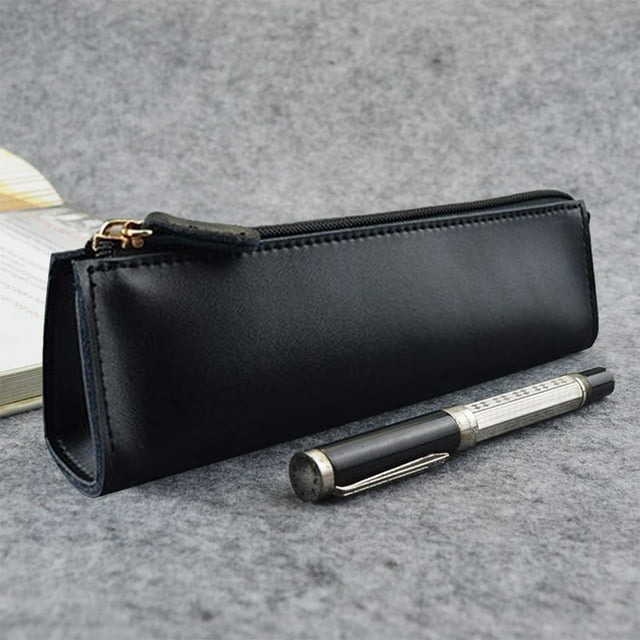 Estuche de cuero para lápices, estilo conciso, para profesores, estudiantes, gran capacidad, para estudiantes universitarios, estuche de PU