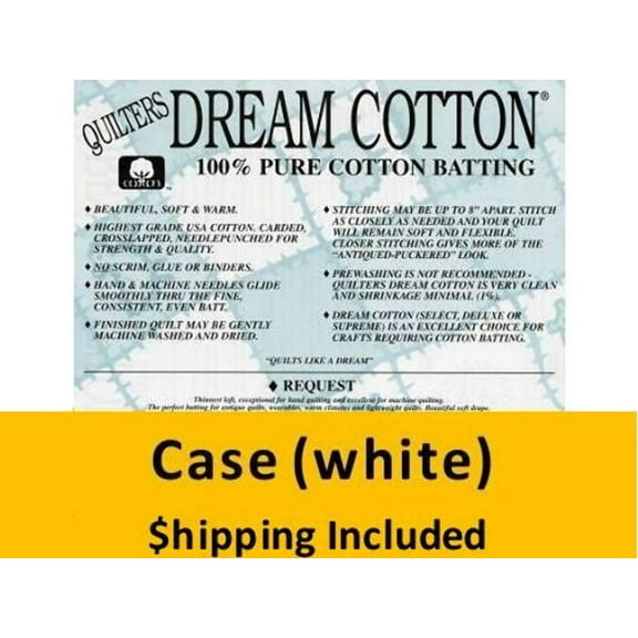W3TH Dream Cotton White Request Batting (Case(16), Throw 60 in x 60 in) shipping included*