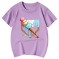 thumbnail image 4 of MIXUE Tween Girls Tops & T-Shirts Summer Ice Cream Print Round Neck Short Sleeve Fashion Casual T Shirts Daily-Wear,Purple,10-11 Years, 4 of 6