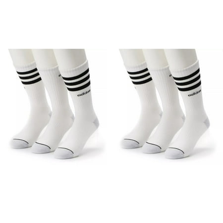 adidas Men's 6 Pack 3-Stripe Aeroready Full Cushioned Footbed Crew Socks, White