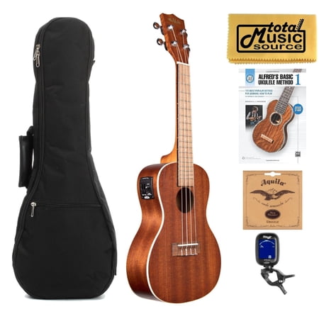 Kala KA-CE Satin Mahogany Concert A/E Ukulele, w/ Book Bundle