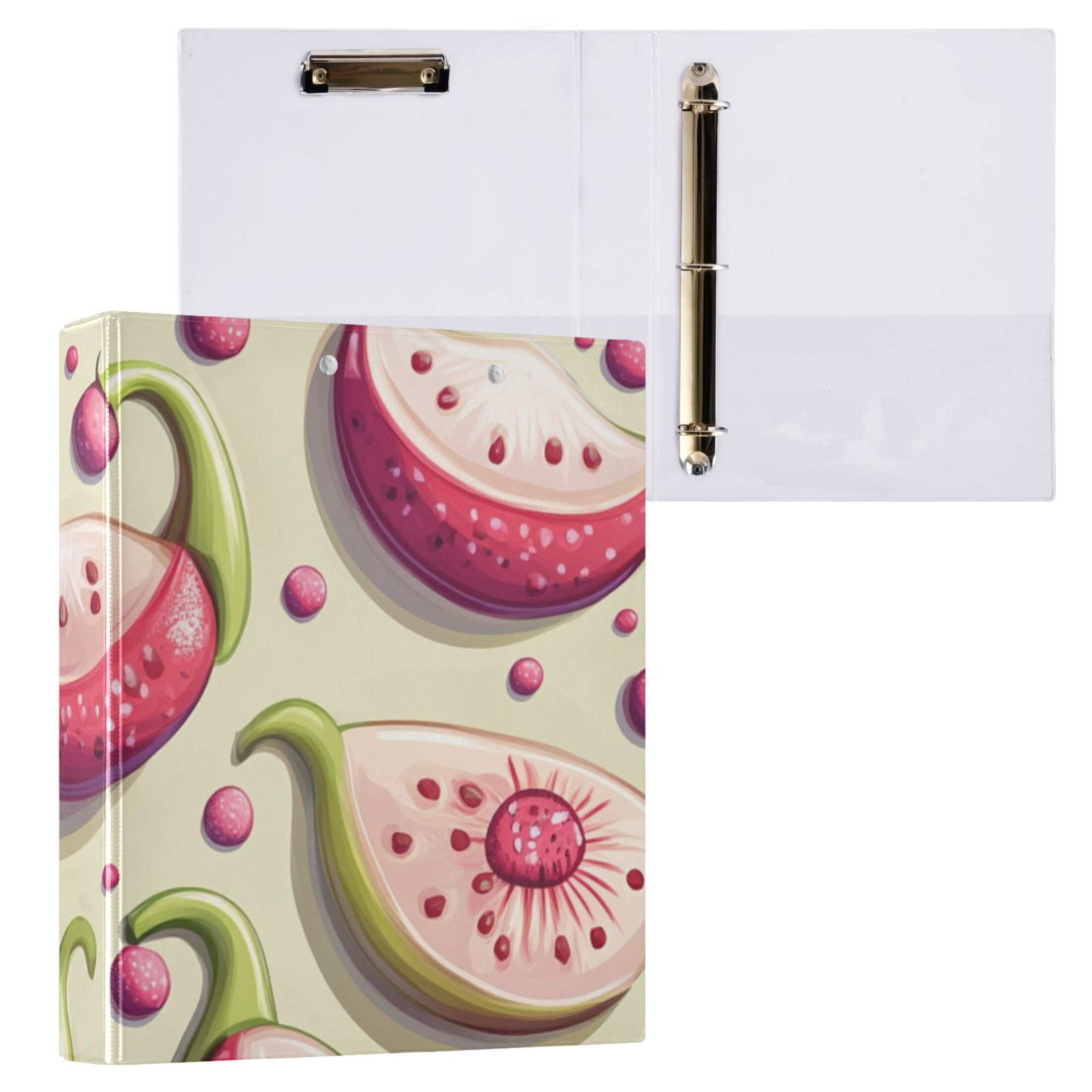 Mysterious Fruits 3 Ring Binders 1.5 inch Hardcover File Folders with Interior Pockets A4 Size Organizer for School Office Hospital
