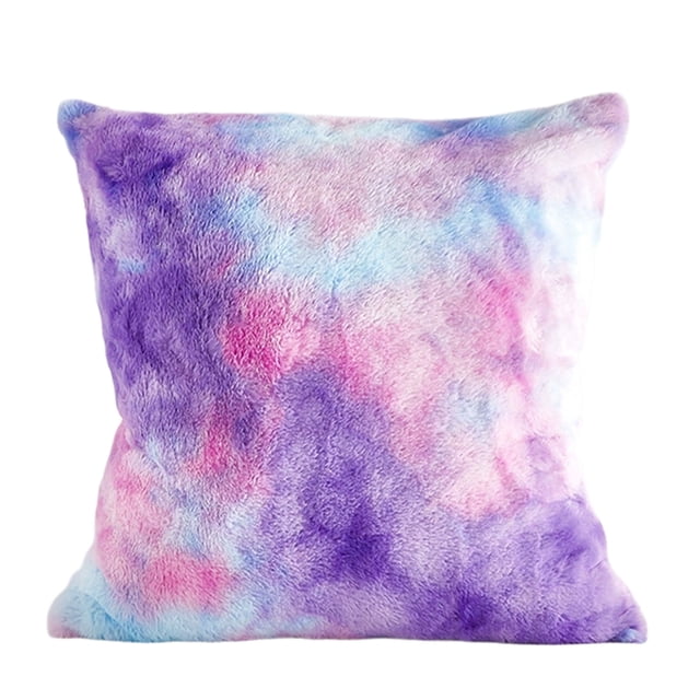 Ohufall Rabbit Hair Tie Dye Iridescence Series Throw Pillow Cover For Sofa Bedroom No Pillow Core