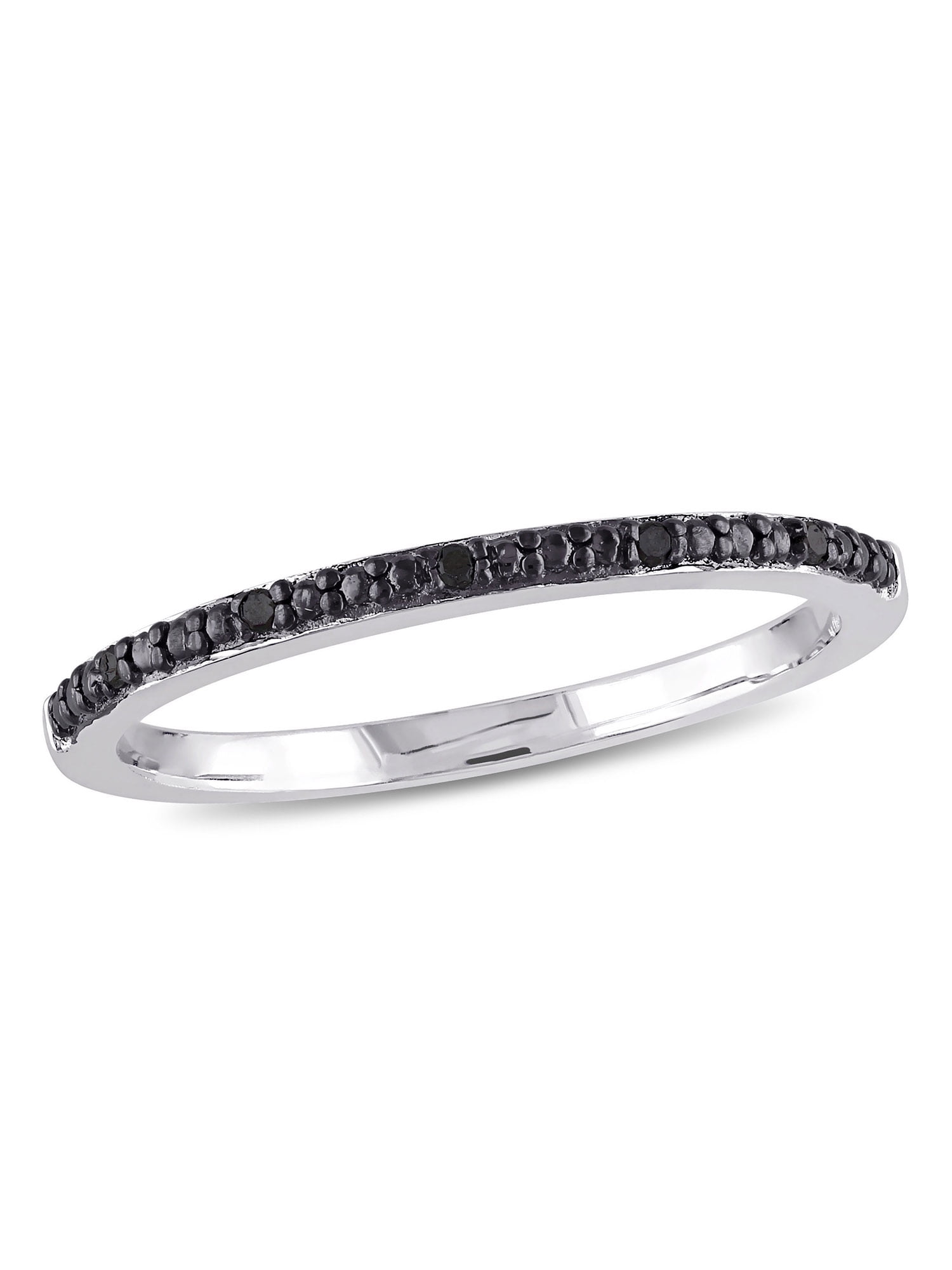 Black Diamond-Accent Sterling Silver Wedding Band