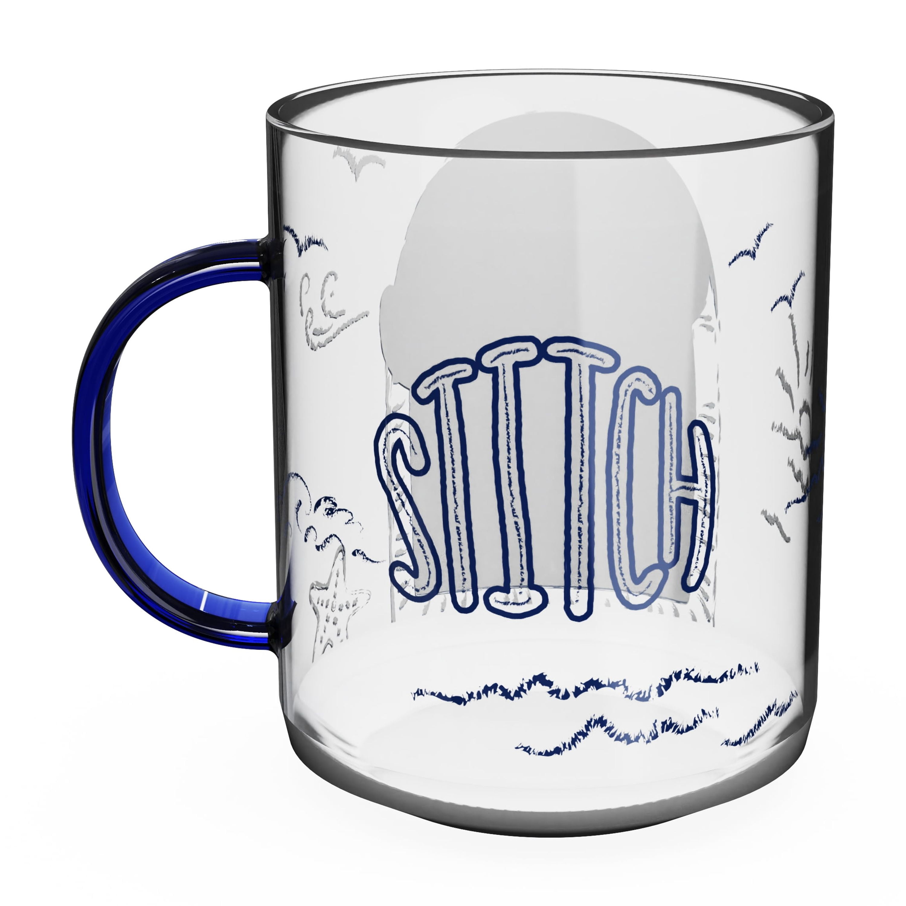 Zak Designs Stitch Kaya 14.5oz Glass Mug With Colored Handle