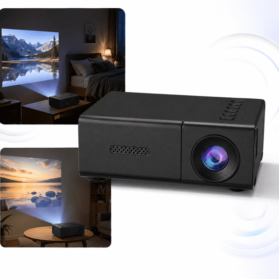 SIYTUAU Black Mini Portable Hd Projector With Automatic Focus Led Outdoor Indoor Movie Projector Usb Powered Black