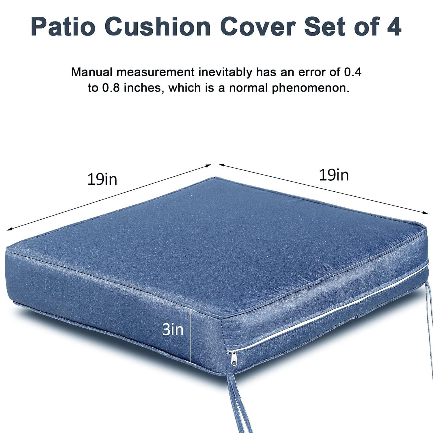 Outdoor Cushion Covers 4 Pack Waterproof&Fade Resistant Zipper Patio Furniture Cushion Covers for Couch, Sofa, Chair, Replacement Covers Only