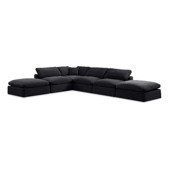 Meridian Furniture Comfy Black Velvet 6-Pc. Modular Sectional