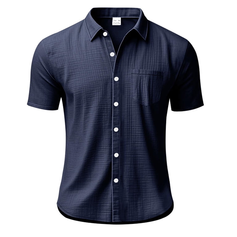 トップス plllllleeeasse short sleeve tee XL navy Navy Man Plain T Shirts Tee Tops for Man Short Sleeve Collared