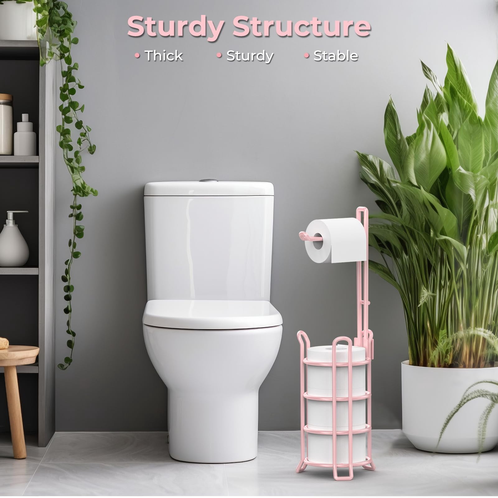 Toilet Paper Holder Toilet Paper Stand and Dispenser for 3 Spare Rolls Metal Wire Free-Standing Toilet Tissue Paper Roll Storage Shelf Bathroom Accessories Storage Organizer Black
