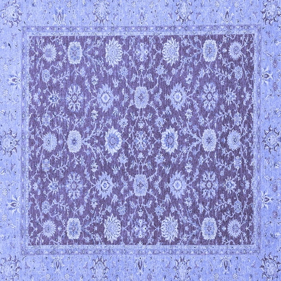 Ahgly Company Machine Washable Indoor Square Oriental Blue Traditional Area Rugs, 3' Square