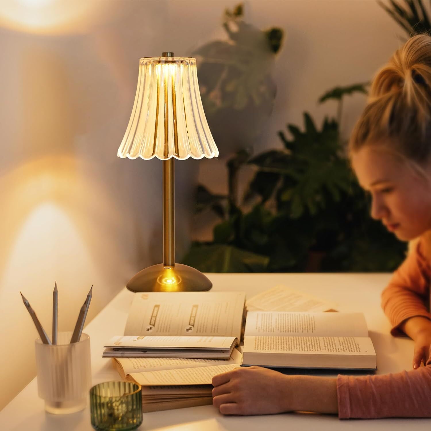 Touch Cordless Table Lamp, Dimmable Crystal Lamp, Battery Operated Light, Lamp for Bedroom Living Room Bathroom Hotel Bar