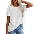 thumbnail image 2 of Fanxing Slimming Blouses for Women Hide Belly White Patchwork Summer Tops Comfort Breathable Crewneck Tees Shirts S-2XL, 2 of 7