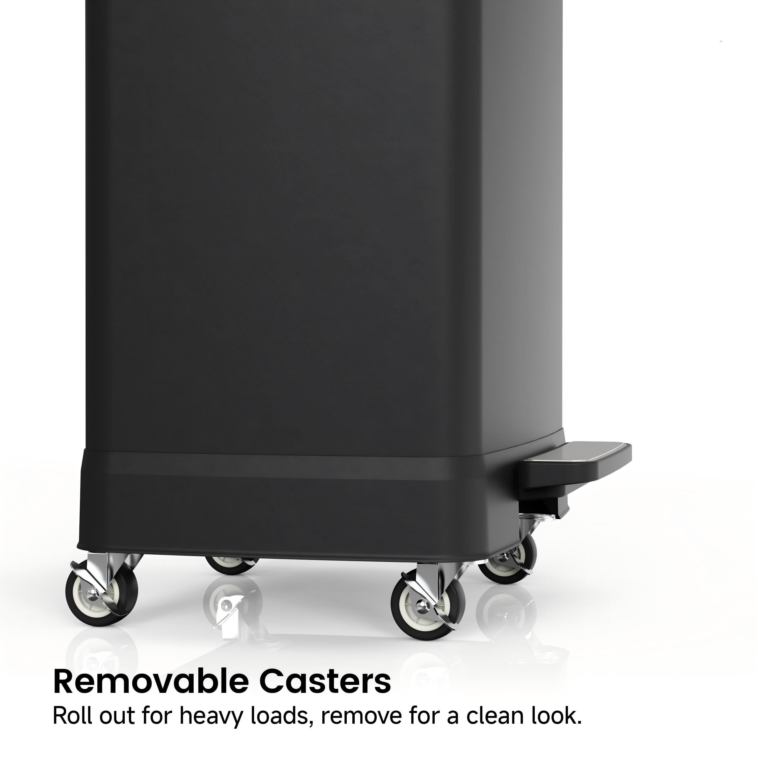 Stainless Steel Step Trash Can 17.2 Gallon Black Hands-Free with Removable Inner Bucket for Kitchen Bathroom