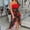 Red, variant on Women's Casual Dress Elegant Printed Off-Shoulder Midi Dress with -Line Neck Irregular Cup Casual White M