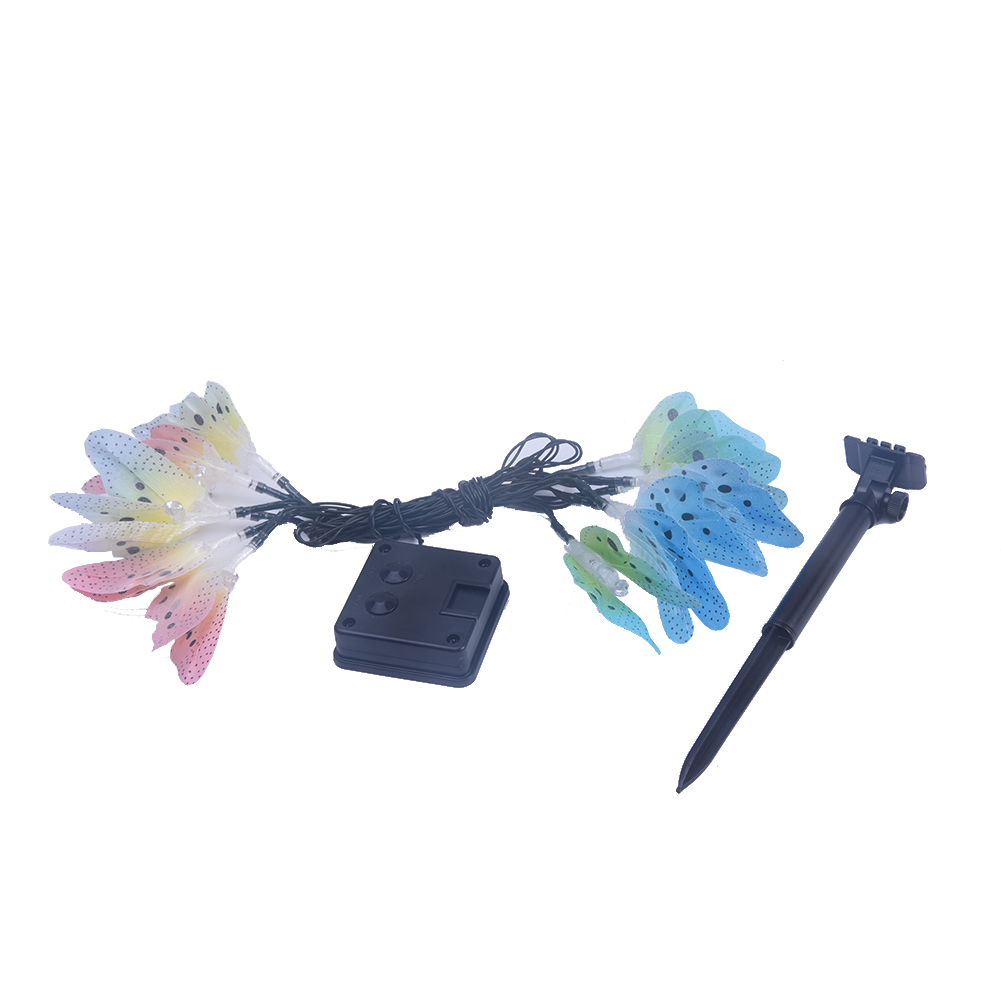 12 Led Solar Powered Butterfly Fiber Optic Fairy String Outdoor Garden