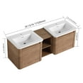 thumbnail image 6 of Noble House 60" Floating Bathroom Vanity, White Ceramic Sink, Soft-Close Door, Rounded Corners, Shelves, Imitative Oak, 6 of 10
