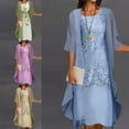 thumbnail image 2 of 1 Set Spring Summer Office Lady Cardigan Dress Floral Print Large Hem Elegant Chiffon Dress Set For Party, 2 of 3