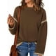 thumbnail image 1 of Suéteres para Mujer, Cuello Redondo Liso, Corte Holgado, Larga, Punto en Contraste, Jersey, Tops Marrón M, 1 of 7