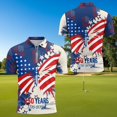 thumbnail image 4 of Yuyamidu Couple Matching Shirt & Tank Top His and Hers Golf Shirts 250 Years USA Flag Mens Short Sleeve Shirts Quick Dry Sleeveless Tennis Shirt for Women, Men's M, 4 of 6