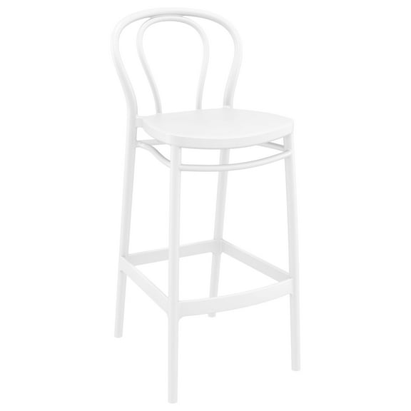 Luxury Commercial Living 41.75" White Solid Outdoor Patio Bar Stool