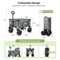thumbnail image 5 of LUXCOL Collapsible Folding Wagon, Heavy Duty Utility Beach Wagon Cart for Sand with Big Wheels, Adjustable Handle&Drink Holders for Shopping, Camping,Garden and Outdoor, 5 of 6