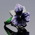 thumbnail image 6 of Soumake Women Ring 3D Flower Shape Rhinestone Decor Enamel Polished Copper Anniversary Gift Wedding Party Banquet Cocktail Jewelry, 6 of 8