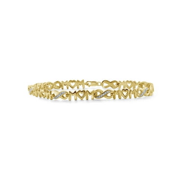 JewelersClub Mom Bracelets for Women – Beautiful 8” 14K Gold Plated Brass Bracelets for Women with Lobster Clasp & Infinity White Diamonds – Perfect Mothers Day Gifts