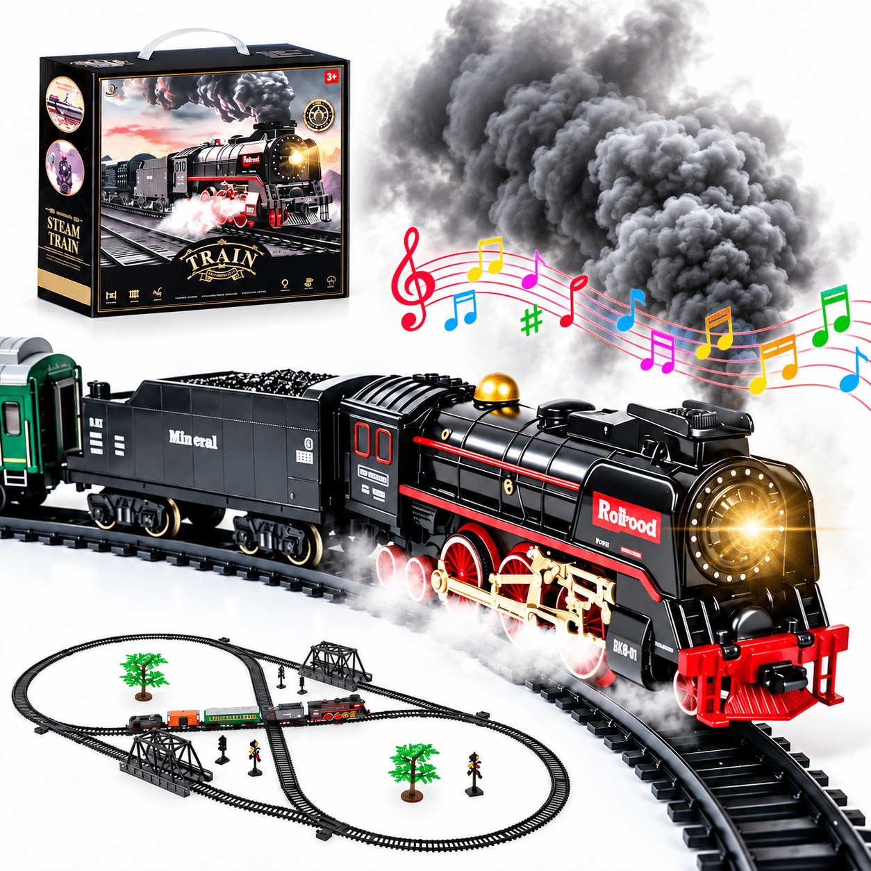 BATTERY OPERATED TRAIN SET LET'S ROCKY MOUNTAIN LOCOMOTIVE
