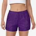 thumbnail image 3 of Women's Sequin Shorts Elastic Waist Sparkly Party Bottoms with Pockets - Medium, Purple, 3 of 6