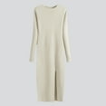 thumbnail image 2 of IROINNID Sweater Dress for Women Sweater Knitted Dress Long Sleeve Tight Bottom Wrap Hip Dresses,Beige, 2 of 7