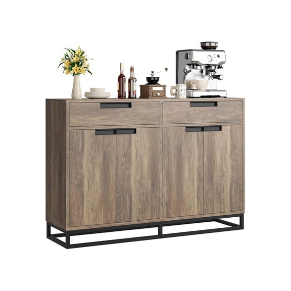 TROPOW 55 Inch Sideboard Buffet Cabinet with Storage, Accent Cabinet with 4 Doors and Adjustable Shelves, Kitchen Sideboard Storage Cabinet, Dining Room, Entryway, Living Room