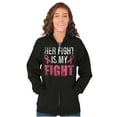 thumbnail image 3 of Breast Cancer Her Fight Pink Ribbon Zip Hoodie Sweatshirt Women Brisco Brands S, 3 of 6