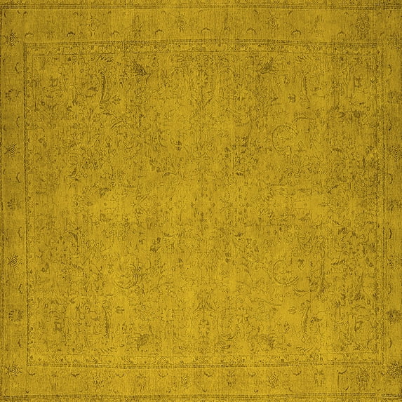 Ahgly Company Indoor Square Oriental Yellow Industrial Area Rugs, 6' Square