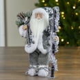 thumbnail image 2 of Northlight 12" Country Patchwork Gray and White Santa Claus Christmas Figure, 2 of 5